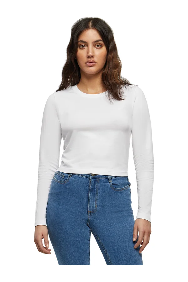 Ladies Short Longsleeve Tee White
