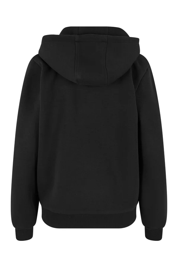 Ladies Fluffy Zip Hoody Black