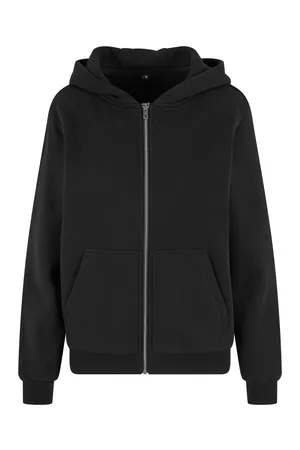 Ladies Fluffy Zip Hoody Black
