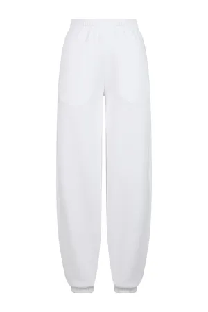 Ladies Fluffy Sweatpants White