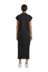 Ladies Long Extended Shoulder Dress Black