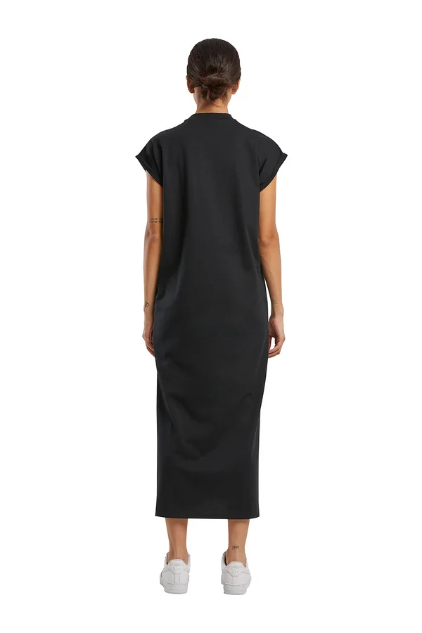 Ladies Long Extended Shoulder Dress Black