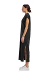 Ladies Long Extended Shoulder Dress Black