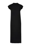 Ladies Long Extended Shoulder Dress Black