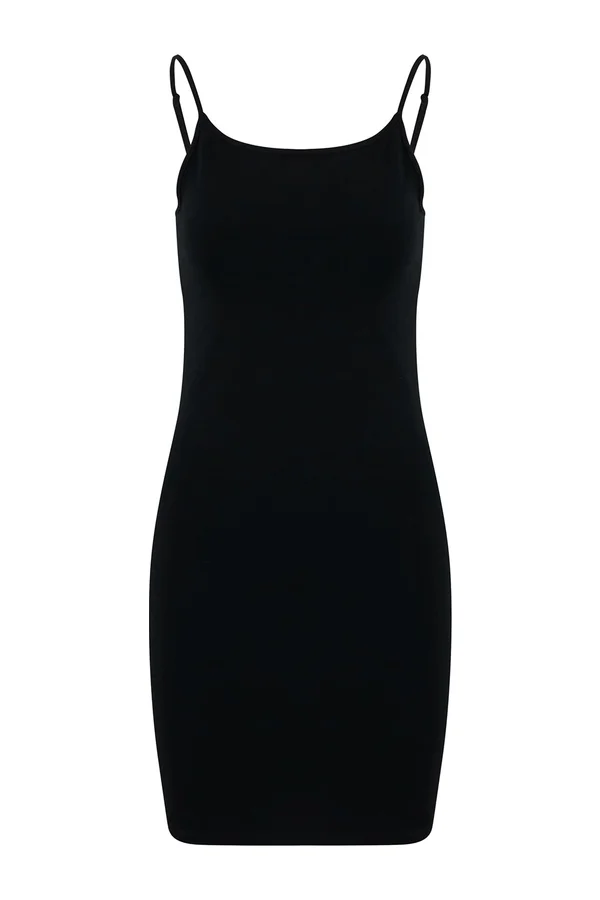 Ladies Stretch Jersey Slim Dress Black