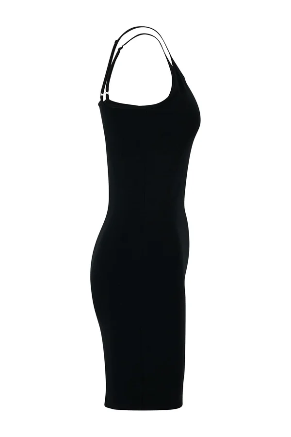 Ladies Stretch Jersey Slim Dress Black
