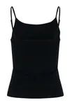 Ladies Stretch Jersey Short Slim Top Black