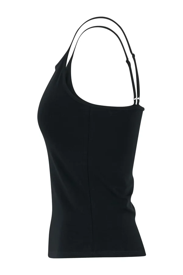 Ladies Stretch Jersey Short Slim Top Black