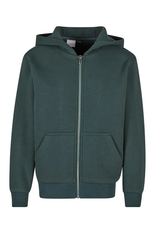 Kids Fluffy Zip Hoody Bottle Green