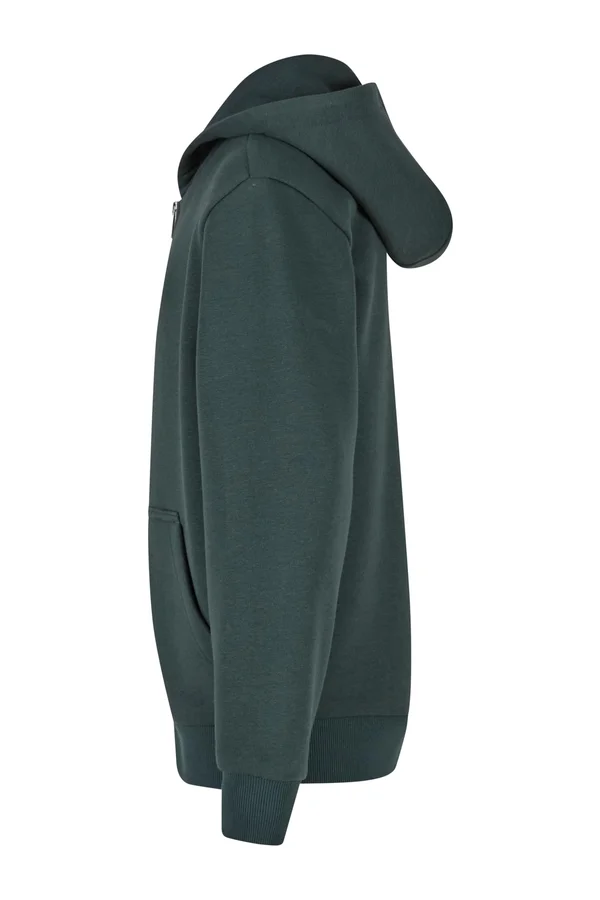 Kids Fluffy Zip Hoody Bottle Green