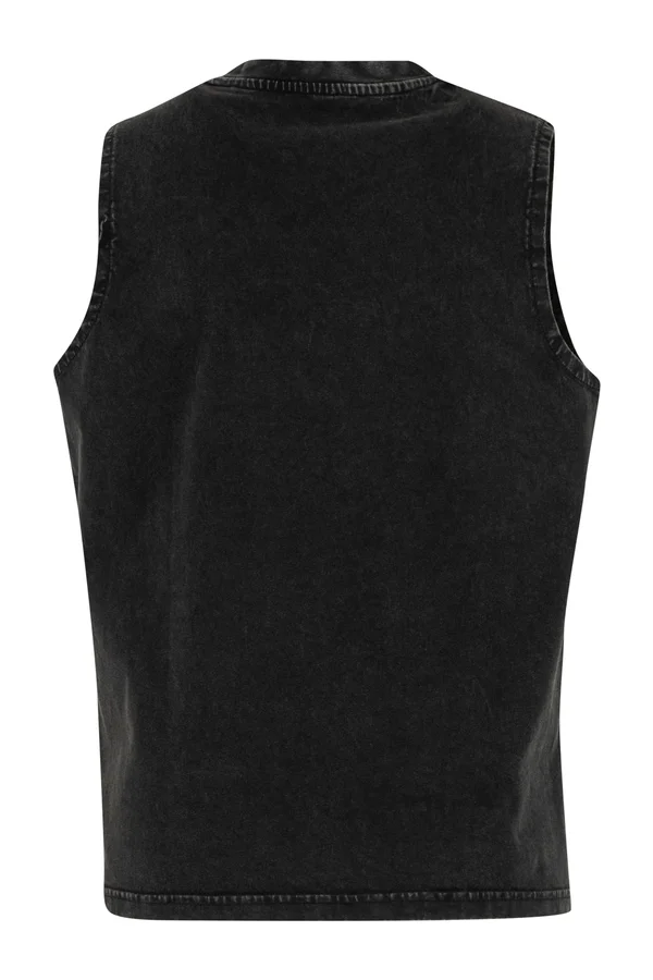 Ladies Vintage Washed Sleeveless Tee Black