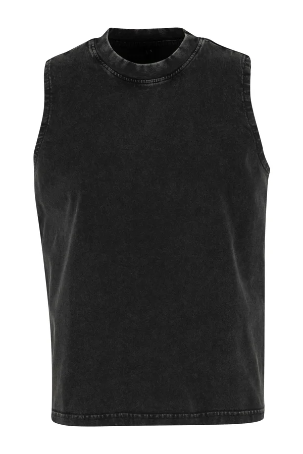 Ladies Vintage Washed Sleeveless Tee Black