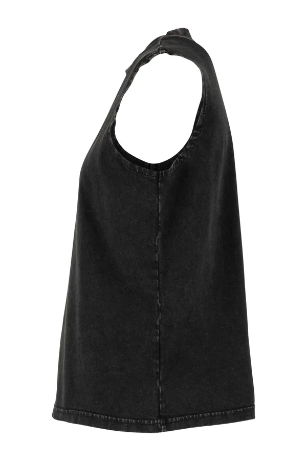 Ladies Vintage Washed Sleeveless Tee Black