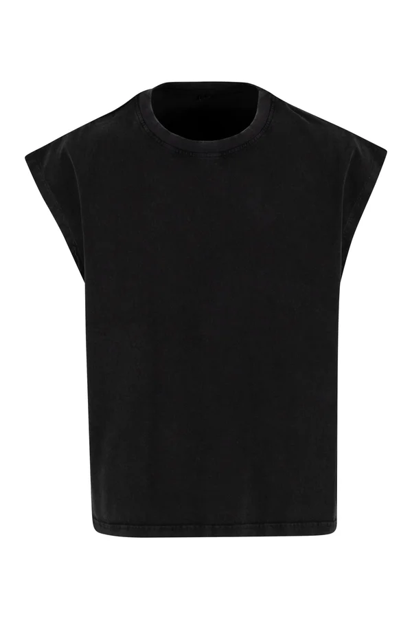 Vintage Cropped Heavy Sleeveless Tee Black