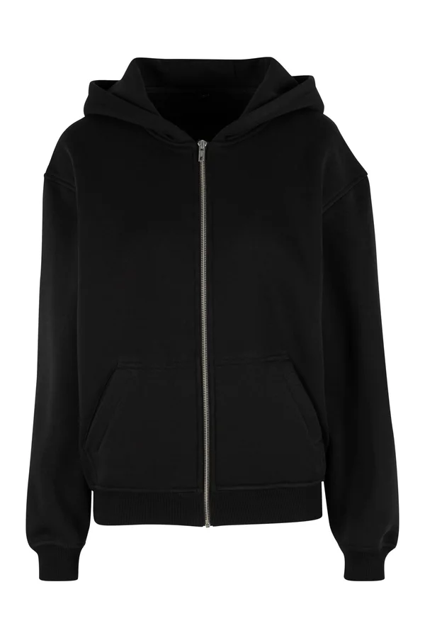 Ladies Loose Fit Zip Hoody Black