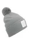 Appliqué Patch Pom Beanie Ash/White