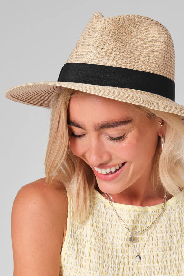 Straw Fedora Natural / Black
