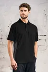 Unisex Contrast Polo Black / Charcoal (Solid)
