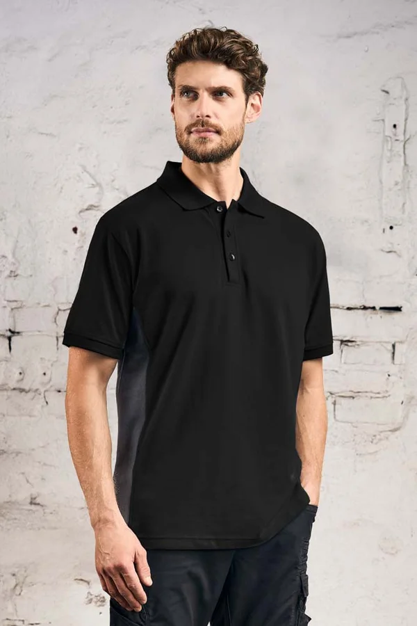 Unisex Contrast Polo Black / Charcoal (Solid)