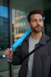 AC-Midsize-Stockschirm FARE® Whiteline cyan