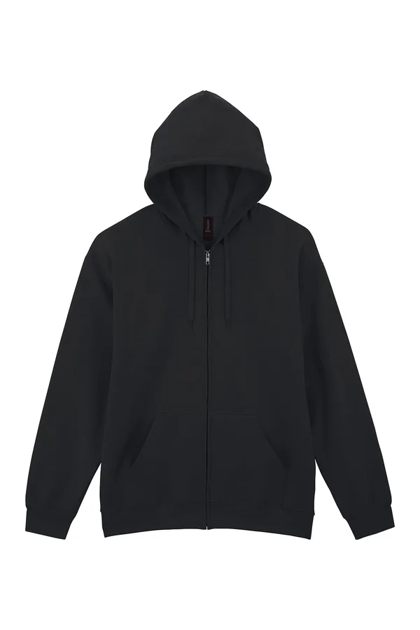 Softstyle® Midweight Fleece Adult Full Zip Hooded Sweatshirt Black