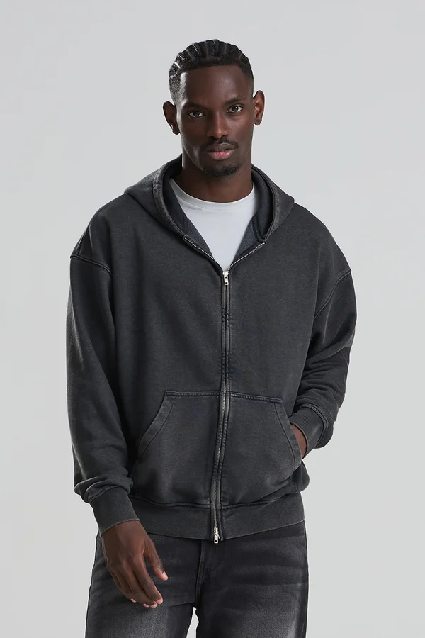Vintage Washed Zoodie Washed black