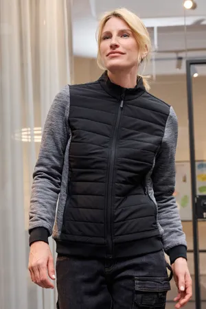 Ladies´ Padded Hybrid Jacket black/carbon melange