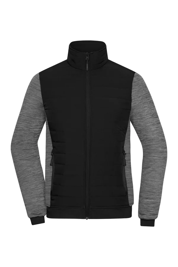 Ladies´ Padded Hybrid Jacket black/carbon melange