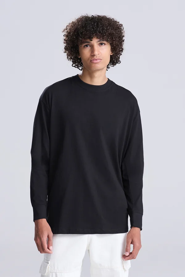 Oversize 100 Long Sleeve T deep black