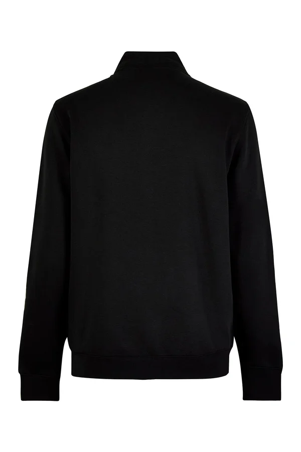 Regular Fit Quilted Full Zip Sweatshirt Black