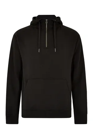 Regular Fit 1/4 Zip Hoodie Black