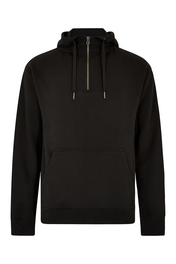 Regular Fit 1/4 Zip Hoodie Black
