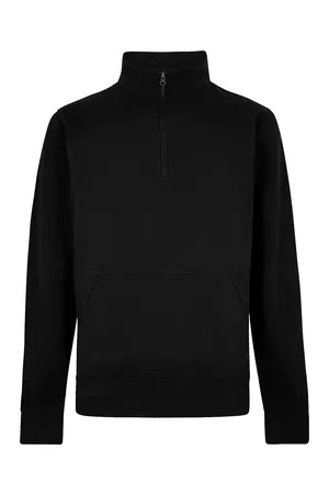 Regular Fit 1/4 Zip Pique Sweatshirt Black