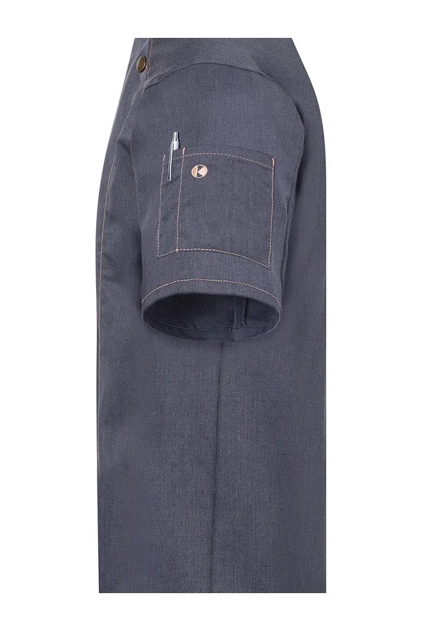 Kurzarm Kochjacke Jeans-Style Vintage Black (ca. Pantone Cool Grey11C)
