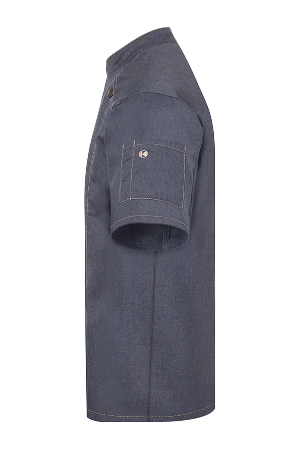 Kurzarm Kochjacke Jeans-Style Vintage Black (ca. Pantone Cool Grey11C)
