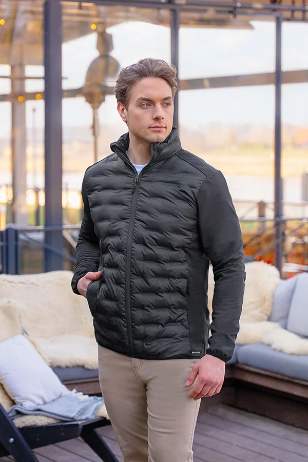 Herren Fleece-Hybrid Jacket Black (ca. Pantone 419C)