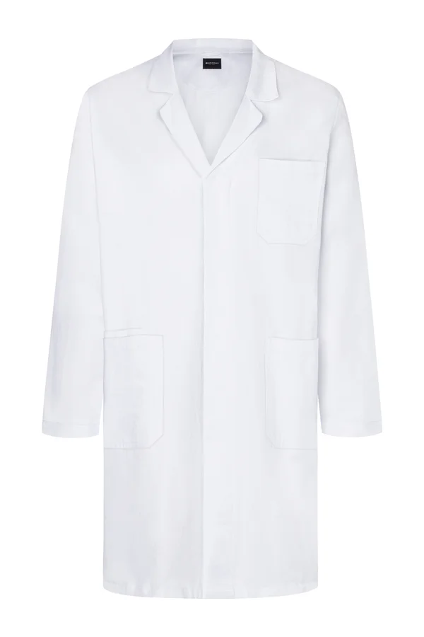 Herrenkittel mit verdeckter Knopfleiste White