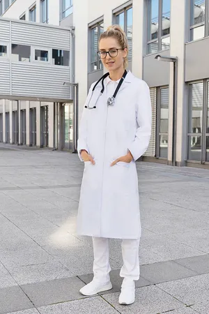 Damenkittel mit verdeckter Knopfleiste White
