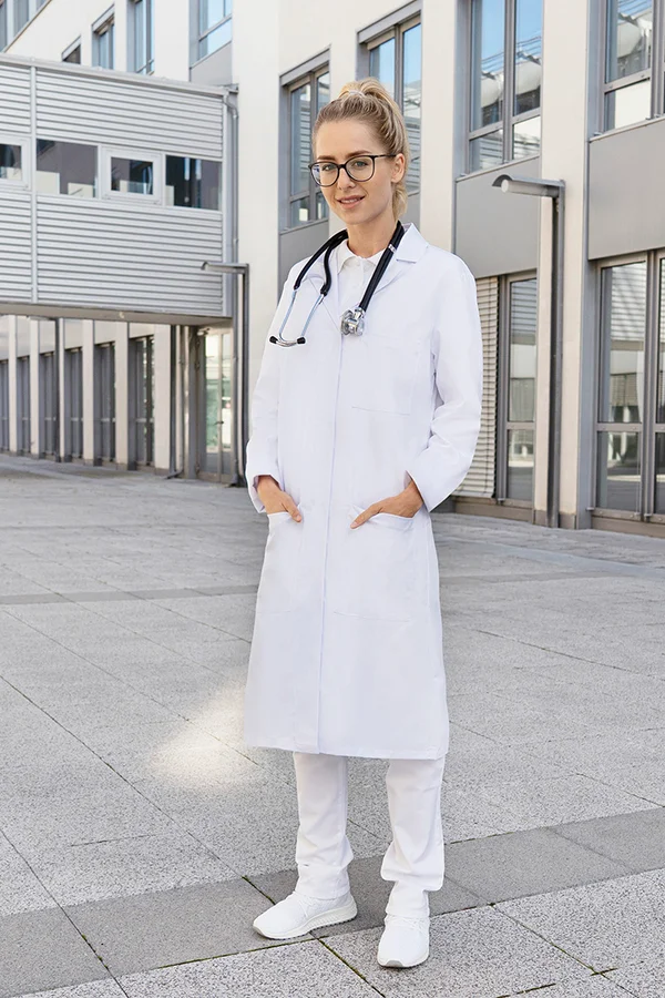 Damenkittel mit verdeckter Knopfleiste White
