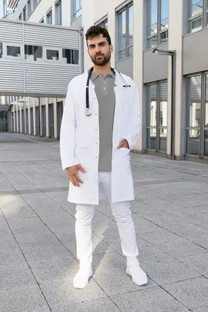 Herrenkittel Modern-Shape Stehkragen White