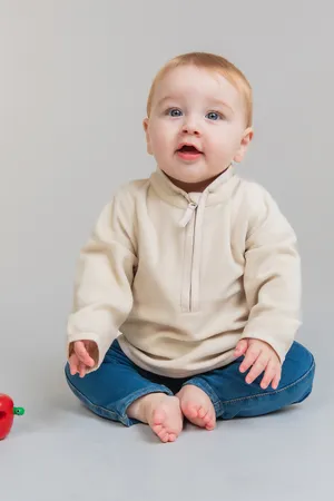 1/2 Zip Lightweight Fleece Light Stone