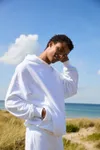 Tiger Cotton Oversized Hoodie with Side Pockets White