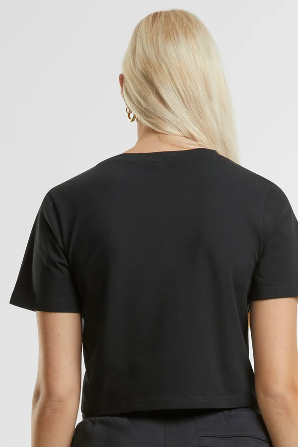 Ladies Cropped Tee Black