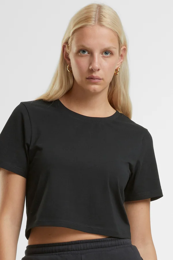 Ladies Cropped Tee Black