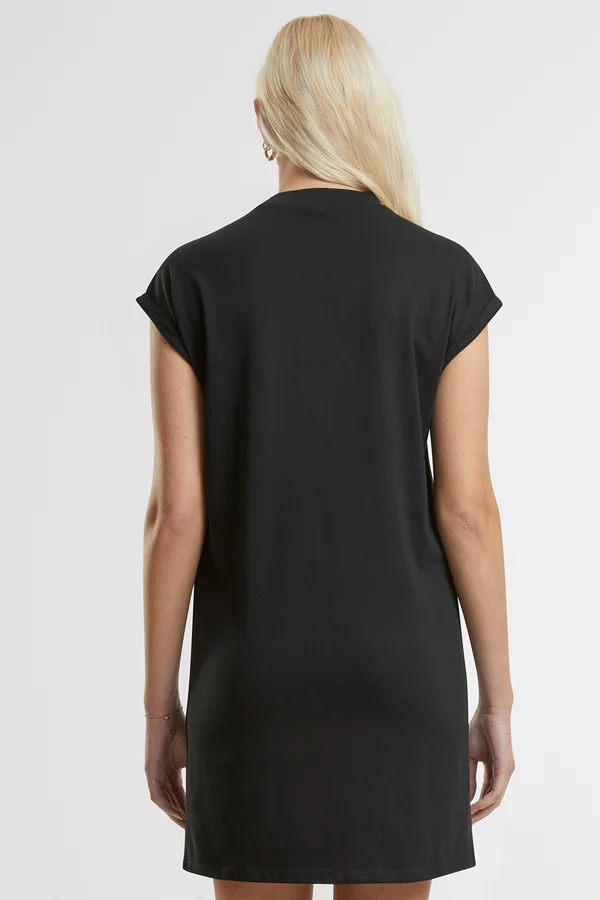 Ladies Extended Shoulder Dress Black