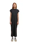 Ladies Long Extended Shoulder Dress Black