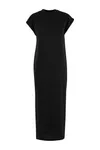 Ladies Long Extended Shoulder Dress Black