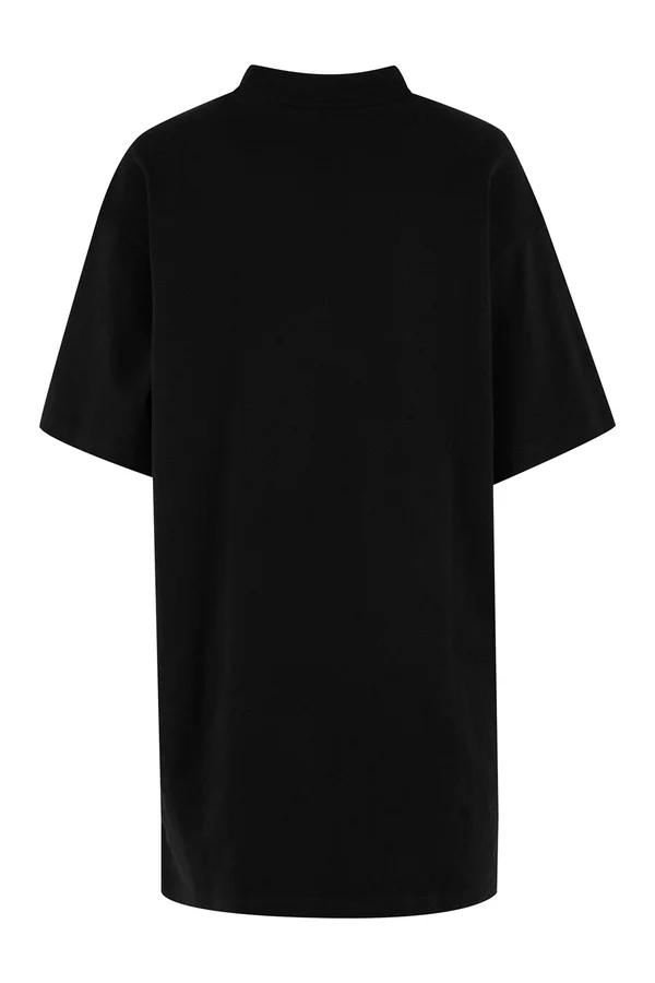 Ladies Heavy Oversized Tee Dress Black