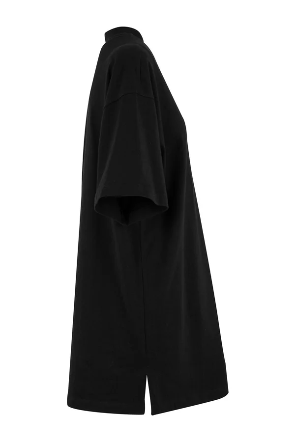 Ladies Heavy Oversized Tee Dress Black
