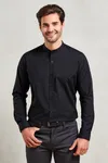 Men´s Banded Collar Grandad Long Sleeve Shirt Black